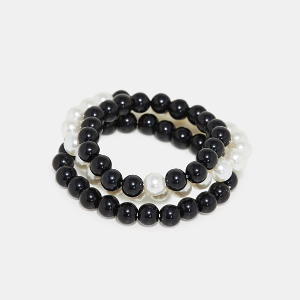 Armband met kralen zwart wit esprit